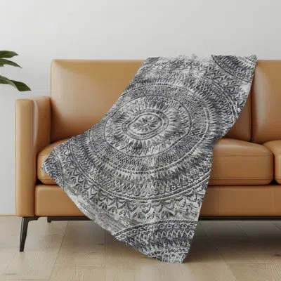 Addison Rugs Addison Machine Washable Sherpa Medallion Throw Blanket In Gray