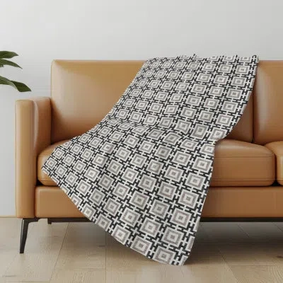 Addison Rugs Addison Machine Washable Sherpa Modern Squares Throw Blanket In Black
