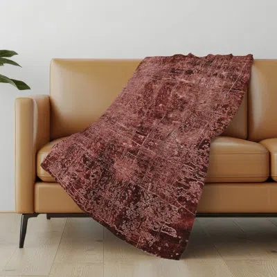 Addison Rugs Addison Machine Washable Sherpa Monochromatic Texture Throw Blanket In Merlot