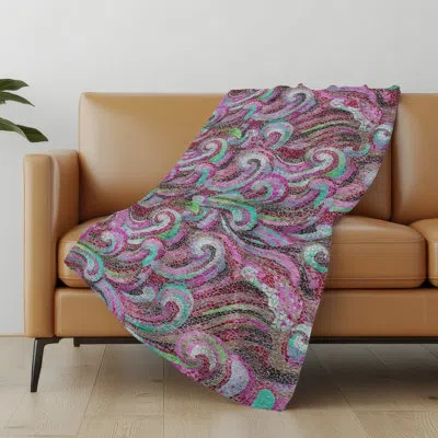 Addison Rugs Addison Machine Washable Sherpa Mosaic Waves Throw Blanket In Multi