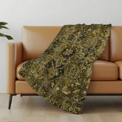 Addison Rugs Addison Machine Washable Sherpa Oriental Throw Blanket In Brown