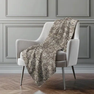 Addison Rugs Addison Machine Washable Sherpa Ornate Throw Blanket In Driftwood
