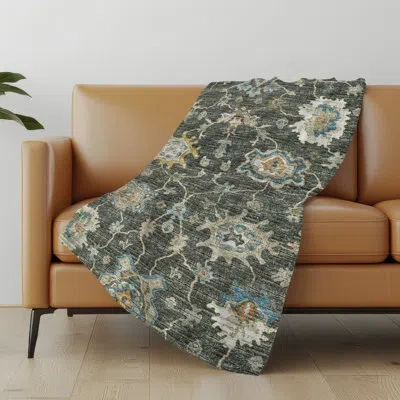 Addison Rugs Addison Machine Washable Sherpa Ornate Throw Blanket In Forest