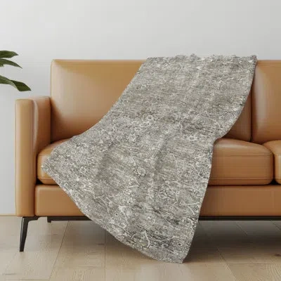 Addison Rugs Addison Machine Washable Sherpa Ornate Throw Blanket In Pebble