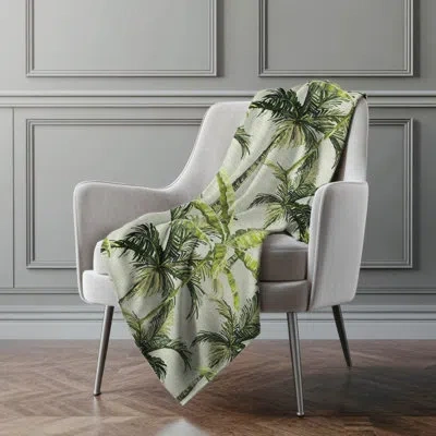 Addison Rugs Addison Machine Washable Sherpa Palm Trees Throw Blanket In Green