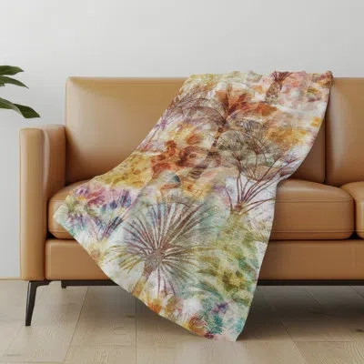 Addison Rugs Addison Machine Washable Sherpa Palms Throw Blanket In Multi