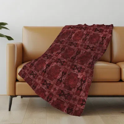 Addison Rugs Addison Machine Washable Sherpa Panel Throw Blanket In Burgundy