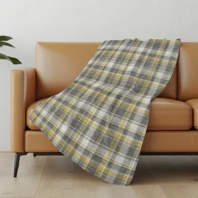 Addison Rugs Addison Machine Washable Sherpa Plaid Throw Blanket In Gray
