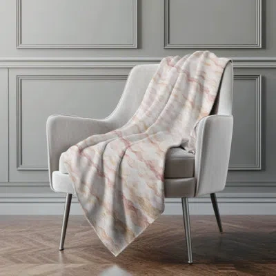 Addison Rugs Addison Machine Washable Sherpa Ribbons Throw Blanket In Peach