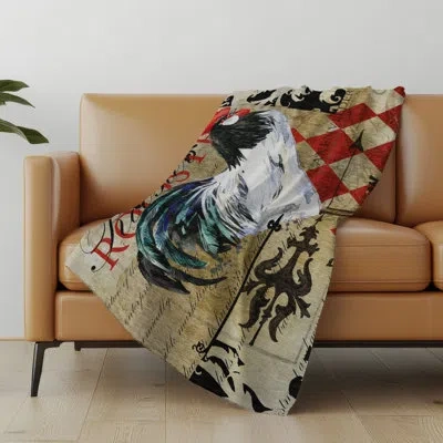 Addison Rugs Addison Machine Washable Sherpa Rooster Diamond Throw Blanket In Multi