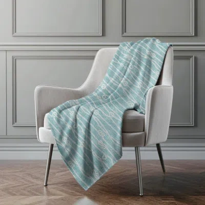 Addison Rugs Addison Machine Washable Sherpa Rope Throw Blanket In Lagoon