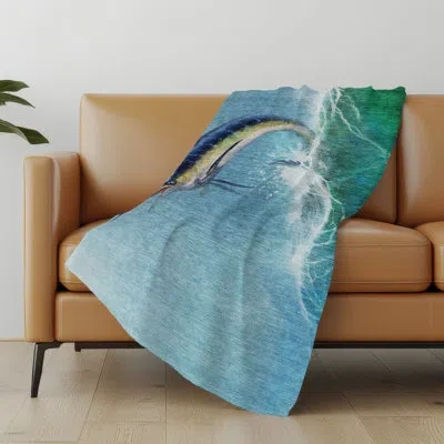 Addison Rugs Addison Machine Washable Sherpa Sailfish Throw Blanket In Bermuda