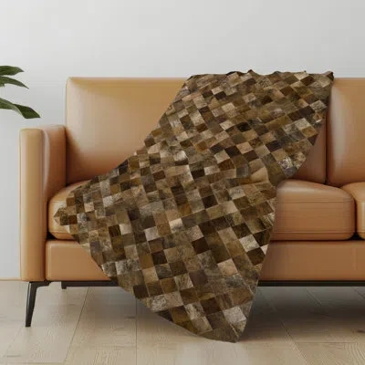 Addison Rugs Addison Machine Washable Sherpa Scallop Diamonds Throw Blanket In Brown
