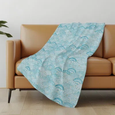 Addison Rugs Addison Machine Washable Sherpa Shells Throw Blanket In Aqua
