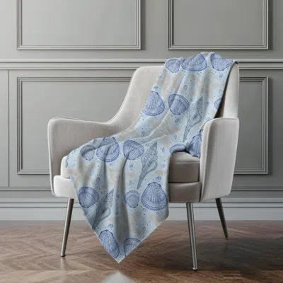 Addison Rugs Addison Machine Washable Sherpa Shells Throw Blanket In Blue
