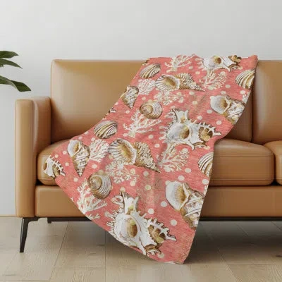 Addison Rugs Addison Machine Washable Sherpa Shells Throw Blanket In Peach
