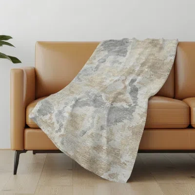 Addison Rugs Addison Machine Washable Sherpa Soft Abstract Throw Blanket In Beige Abstract