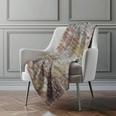Addison Rugs Addison Machine Washable Sherpa Soft Abstract Throw Blanket In Brown