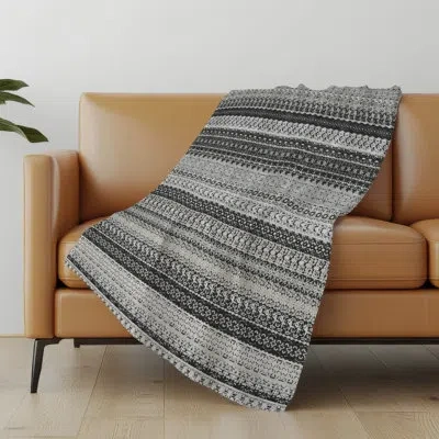 Addison Rugs Addison Machine Washable Sherpa Striped Throw Blanket In Black