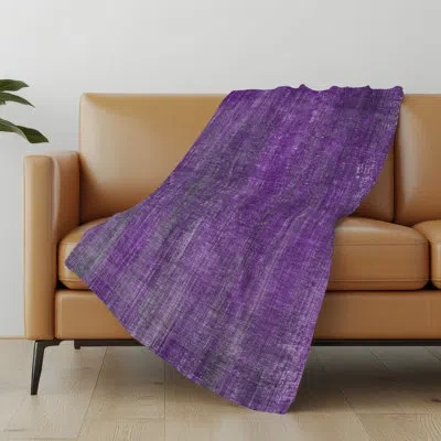 Addison Rugs Addison Machine Washable Sherpa Striped Throw Blanket In Purple