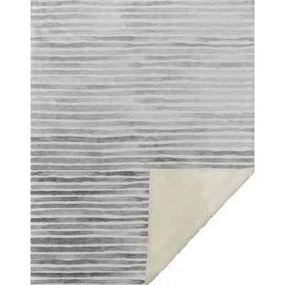 Addison Rugs Addison Machine Washable Sherpa Stripes Throw Blanket In Gray