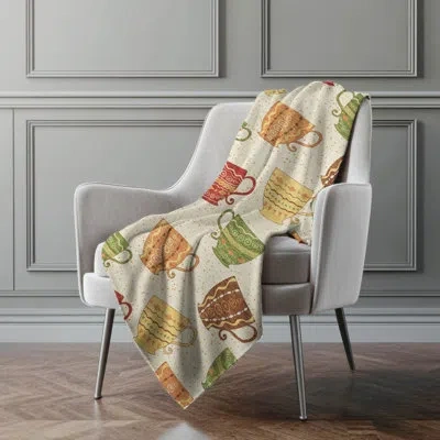 Addison Rugs Addison Machine Washable Sherpa Tea Cups Throw Blanket In Multi