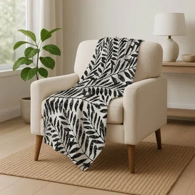 Addison Rugs Addison Machine Washable Sherpa Throw Blanket In Black,floral