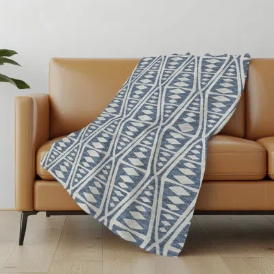 Addison Rugs Addison Machine Washable Sherpa Tribal Throw Blanket In Blue