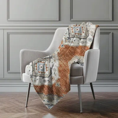 Addison Rugs Addison Machine Washable Sherpa Tribal Throw Blanket In Clay