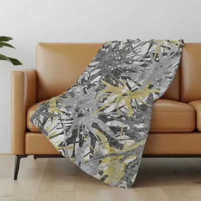 Addison Rugs Addison Machine Washable Sherpa Tropical Throw Blanket In Gilded