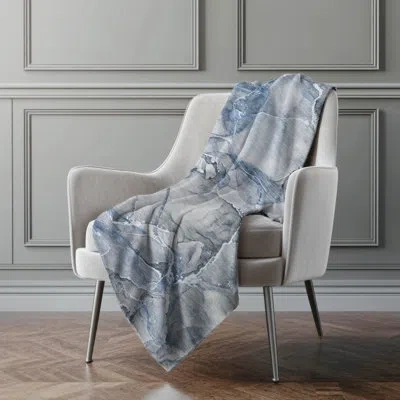 Addison Rugs Addison Machine Washable Sherpa Watercolors Throw Blanket In Blue
