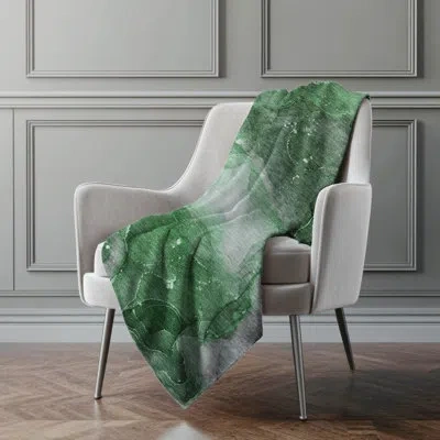 Addison Rugs Addison Machine Washable Sherpa Watercolors Throw Blanket In Emerald