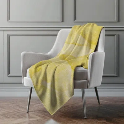 Addison Rugs Addison Machine Washable Sherpa Watercolors Throw Blanket In Gold
