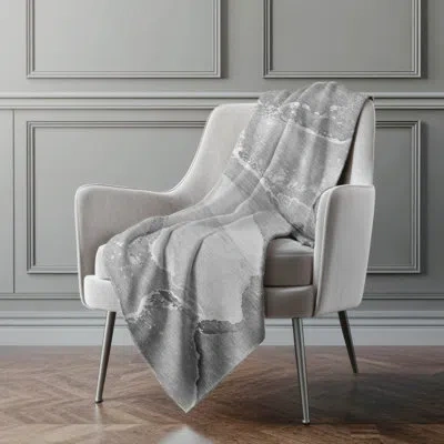 Addison Rugs Addison Machine Washable Sherpa Watercolors Throw Blanket In Gray