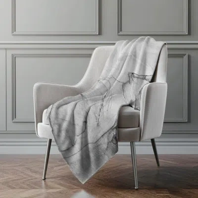 Addison Rugs Addison Machine Washable Sherpa Watercolors Throw Blanket In Gray