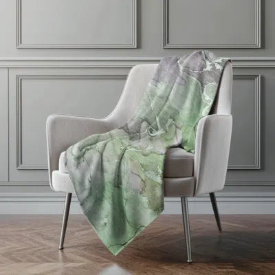 Addison Rugs Addison Machine Washable Sherpa Watercolors Throw Blanket In Green