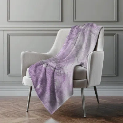 Addison Rugs Addison Machine Washable Sherpa Watercolors Throw Blanket In Lilac