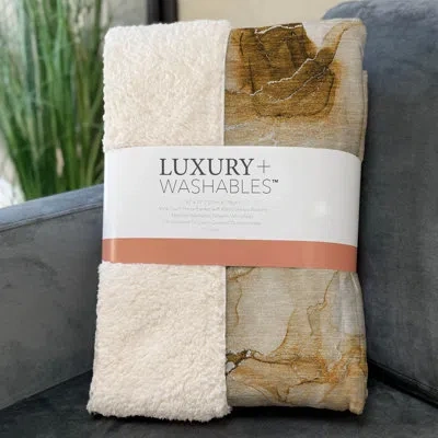 Addison Rugs Addison Machine Washable Sherpa Watercolors Throw Blanket In Orange