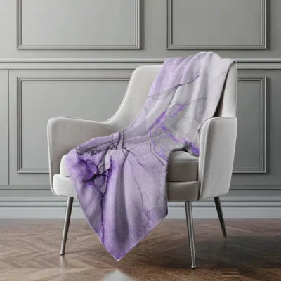 Addison Rugs Addison Machine Washable Sherpa Watercolors Throw Blanket In Purple