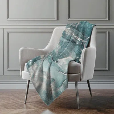 Addison Rugs Addison Machine Washable Sherpa Watercolors Throw Blanket In Teal