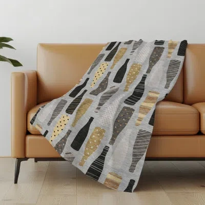Addison Rugs Addison Machine Washable Sherpa Wine Bottles Throw Blanket In Gray
