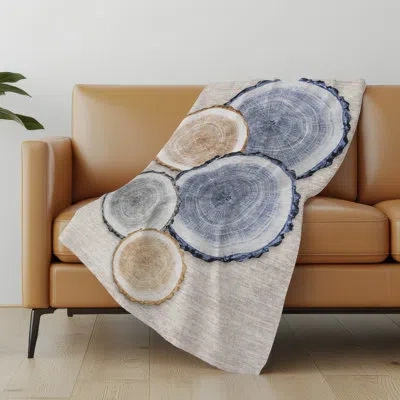 Addison Rugs Addison Machine Washable Sherpa Wood Slices Throw Blanket In Beige