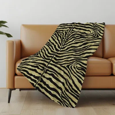 Addison Rugs Addison Machine Washable Sherpa Zebra Throw Blanket In Gilded Animal Print