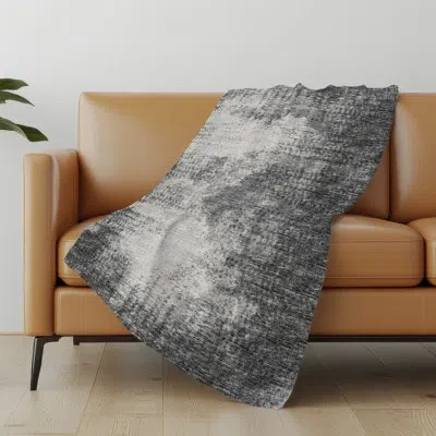 Addison Rugs Premium Machine Washable Addison Sherpa Throw Blanket In Black Abstract