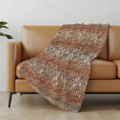 Addison Rugs Premium Machine Washable Addison Sherpa Throw Blanket In Spice Geometric