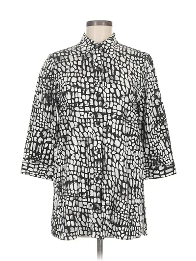 Pre-owned Additions By Chico's 3/4 Sleeve Button Down Shirt In Black