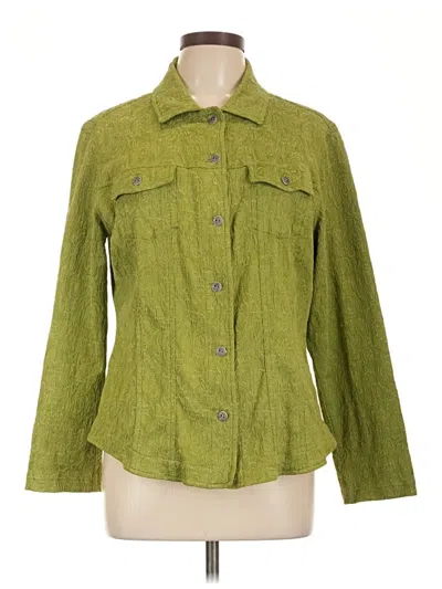 Pre-owned Additions By Chico's 3/4 Sleeve Button Down Shirt In Green