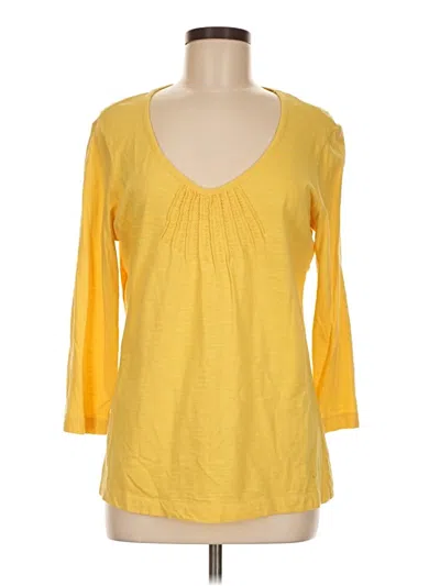 Pre-owned Additions By Chico's 3/4 Sleeve Top Yellow Scoop Neck Tops