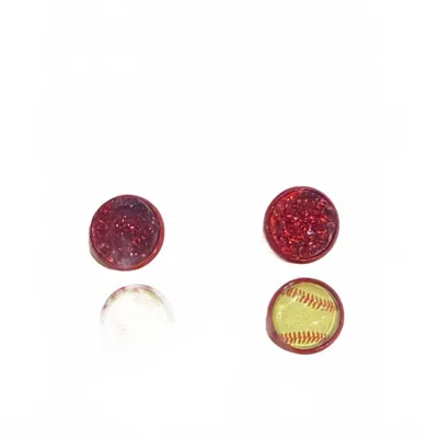 Addy Rose Southern Women's Druzy Stud Earring Set In Red