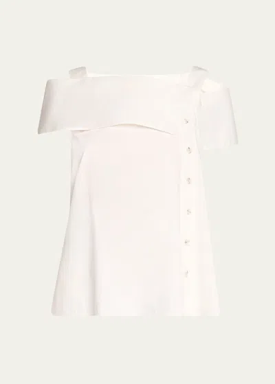 Adeam Amalfi Off-shoulder Cotton Top In White